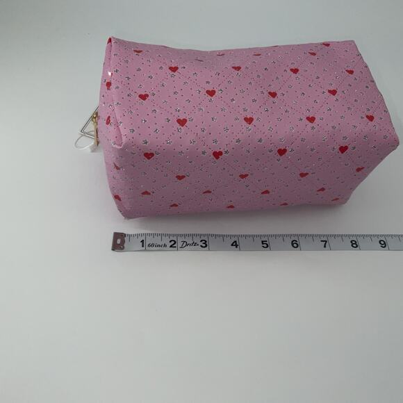 NWT Pink Hearts Boxy Makeup Cosmetic Bag by Blush Crush - Picture 9 of 9